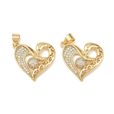 Brass Micro Pave Cubic Zirconia Pendants KK-P339-18G-1