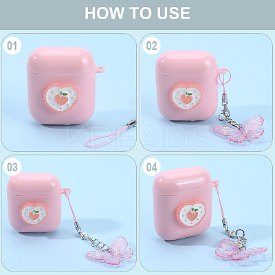 6Pcs 3 Colors Butterfly Acrylic Mobile Straps AJEW-GF0009-11-1