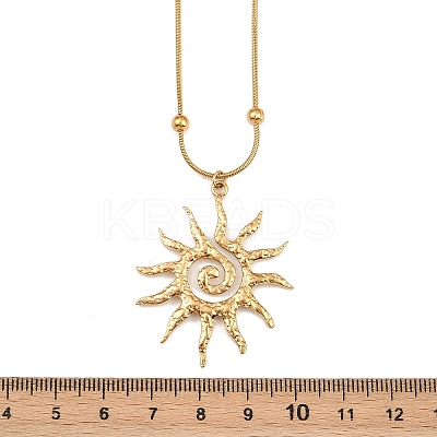 304 Stainless Steel Sun Pendant Snake Ball Chain Necklaces for Women LS-NJEW-G179-02G-1