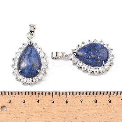 Dyed Natural Lapis Lazuli & Rhinestone Pendants G-K338-31P-08-1