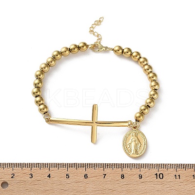304 Stainless Steel Beaded Bracelets for Women LS-BJEW-Z133-02G-1