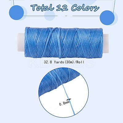 12Rolls 12 Colors Waxed Polyester Cord YC-SZ0001-03A-1