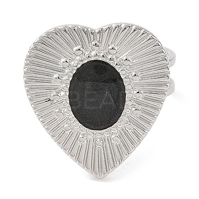 304 Stainless Steel Enamel Open Cuff Rings for Women RJEW-F166-52P-02-1
