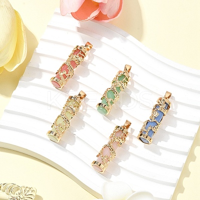5Pcs 5 Colors Synthetic Luminous Stone Column Pendants FIND-YW0005-92-1