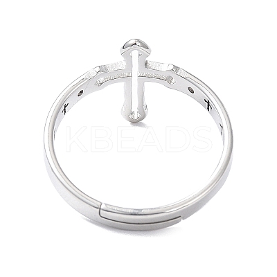 Non-Tarnish 304 Stainless Steel Hollow Out Cross Adjustable Ring for Women RJEW-I097-05P-1