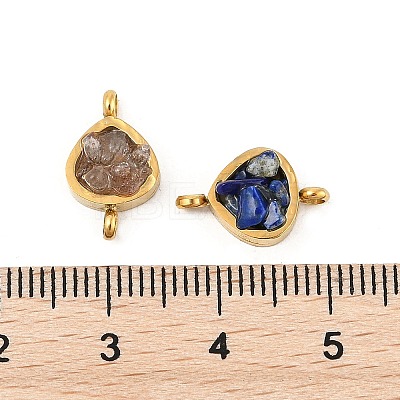 Natural Mixed Stone Chip 304 Stainless Steel Triangle Connector Charms KK-P300-28G-1
