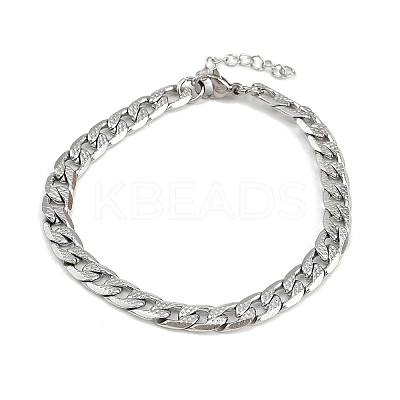 304 Stainless Steel Curb Chain Bracelets for Women BJEW-G757-14P-1