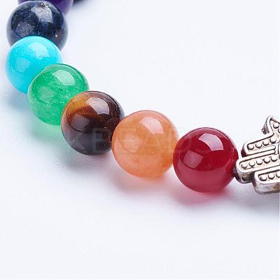 Natural Black Agate(Dyed & Heated) Beaded Stretch Bracelets BJEW-P072-F06-1