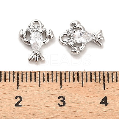 Brass Micro Pave Clear Cubic Zirconia Charms KK-C054-11P-1