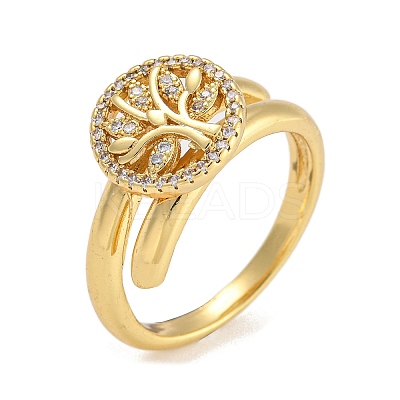 2Pcs 2 Styles Brass Micro Pave Cubic Zirconia Adjustbale Rings for Women RJEW-P127-13G-1