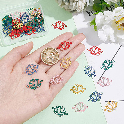 50Pcs 5 Colors Spray Painted 201 Stainless Steel Connector Charms STAS-DC0007-98-1