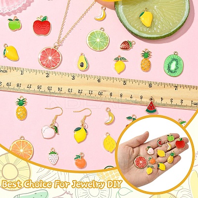 54Pcs 27 Styles Light Gold Plated Alloy Enamel Pendants ENAM-YW0005-14-1