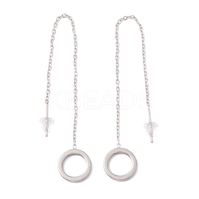 Tarnish Resistant Long Chain with Open Ring Dangle Stud Earrings EJEW-A067-10P-1