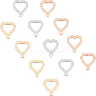 18Pcs 3 Colors 304 Stainless Steel Open Heart Charms STAS-UN0029-72-1