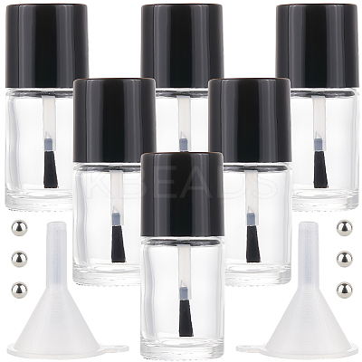 Transparent Glass Nail Polish Empty Bottle AJEW-GF0009-76B-02-1