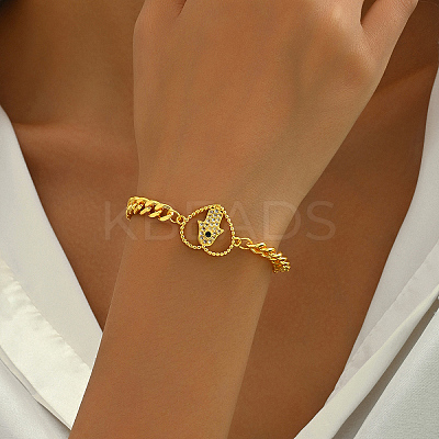 Brass Micro Pave Clear Cubic Zirconia Link Chain Bracelets for Women XU6175-3-1