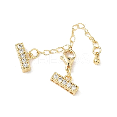 Brass Micro Pave Clear Cubic Zirconia Chain Extender KK-G536-16G-1
