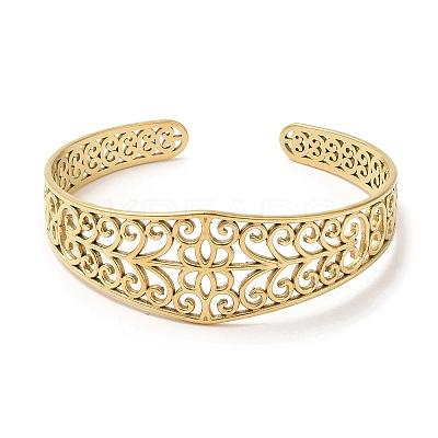 304 Stainless Steel Cuff Bangles BJEW-K267-04G-1
