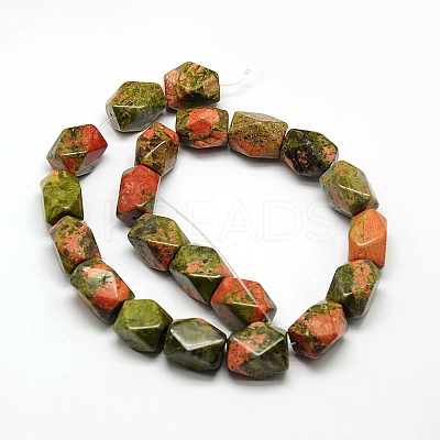 Natural Unakite Faceted Rhombus Beads Strands G-L235A-10-1