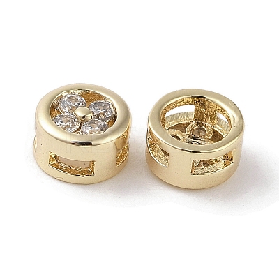 Brass Micro Pave Clear Cubic Zirconia Beads KK-G491-33G-1