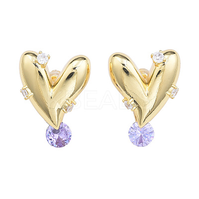 Cubic Zirconia Heart Stud Earrings EJEW-N011-71-1