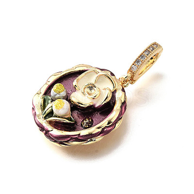 Brass Micro Pave Cubic Zirconia & Enamel Pendants KK-R222-09G-02-1