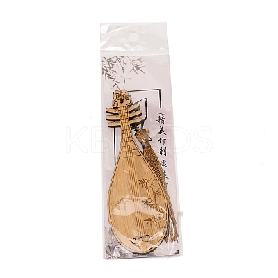 Ancient Musical Instrument Pipa Chinese Style Bookmark with Tassels for Book Lover AJEW-WH0235-32D-1