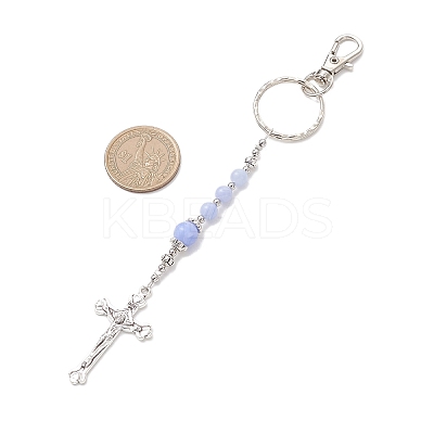 Cross Gemstone & Alloy Pendant Keychains KEYC-JKC01449-1