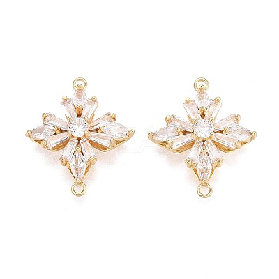 Brass Pave Clear Cubic Zirconia Connector Charms KK-N284-10G-1