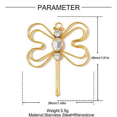 304 Stainless Steel Rhinestone Pendants STAS-OY008-87G-1