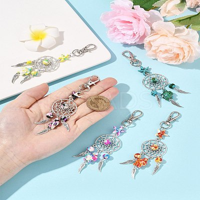 10Pcs 5 Styles Starfish Turtle Synthetic Turquoise & Alloy Pendant Decoration HJEW-FZ00041-1
