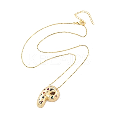 Brass Micro Pave Cubic Zirconia Letter Pendant Necklaces KK-Z069-01G-P-1