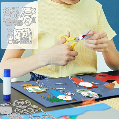 Fishing Theme Carbon Steel Cutting Dies Stencils DIY-WH0309-1369-1
