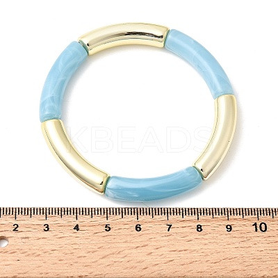 Plating Resin Beads Stretch Bracelets for Women BJEW-P374-01G-1