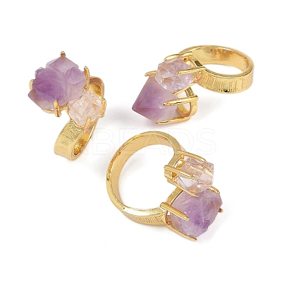 Nuggets Natural Amethyst Open Cuff Rings RJEW-K286-12G-04-1