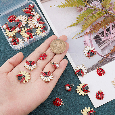 30Pcs 5 Style Alloy Enamel Pendants FIND-SC0003-07-1