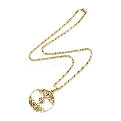 201 Stainless Steel Pendant Necklaces NJEW-C042-07G-1