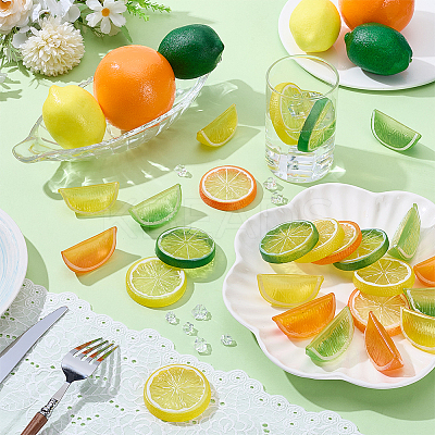 22Pcs 3 Styles Plastic Simulated Lemon DJEW-AR0001-15C-1