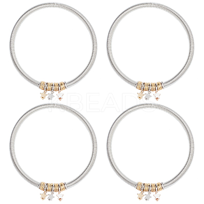4Pcs Iron Round Chains Stretch Bracelets Set BJEW-BC0001-24-1