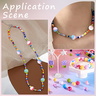 128Pcs 8 Colors Opaque Acrylic Bead OACR-SP0001-45-1