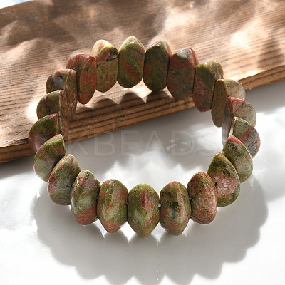 Bicone Natural Unakite Beads Stretch Bracelets for Women Men BJEW-C097-05F-1
