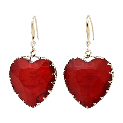 Glass Heart Dangle Earrings EJEW-Q800-19B-KCG-1