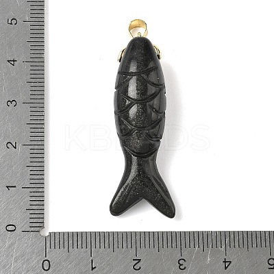 Natural Obsidian Carved Pendants G-P599-08G-01-1