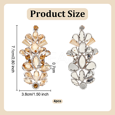 4Pcs Glass Rhinestone Embroider Thread Hotfix Rhinestone Iron on/Sew On Patches PATC-OC0001-01B-1