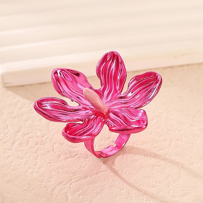 Adjustable Alloy Flower Finger Rings for Women RJEW-B124-01A-1