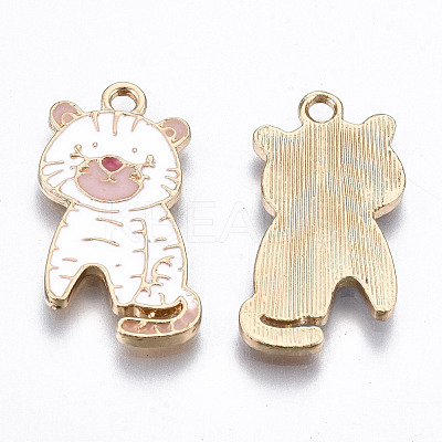 Light Gold Plated Alloy Enamel Pendants ENAM-T009-71C-RS-1