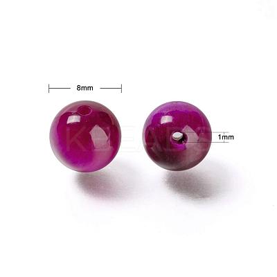 100Pcs 8mm Dyed & Heated Natural Rose Tiger Eye Round Beads DIY-LS0002-66-1