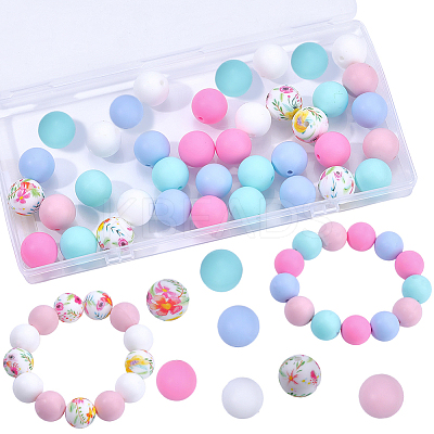 60Pcs 6 Styles Food Grade Eco-Friendly Silicone Focal Beads SIL-PA0001-11-1