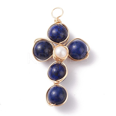 Natural Mixed Gemstone Pendants PALLOY-JF01168-1