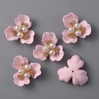 Opaque Resin Imitation Pearl & Crystal Glass Rhinestone Cabochons RESI-WH0035-26C-1